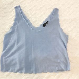 Topshop light Blue scalloped tank top size 4